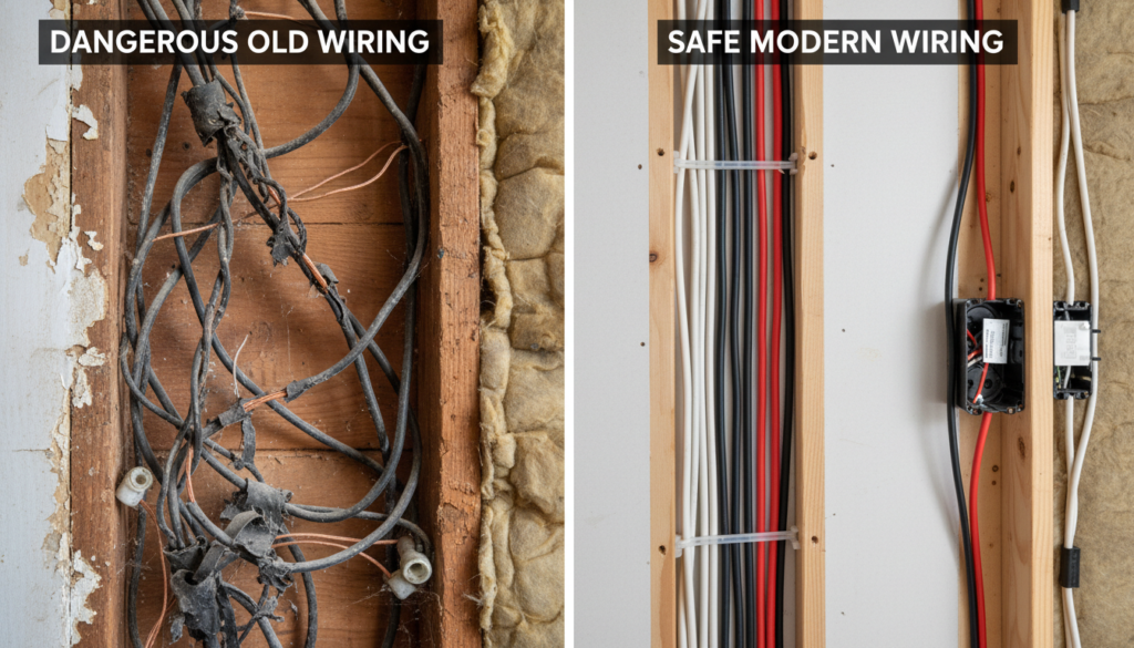 Comparison of old and new electrical wiring in Coquitlam homes