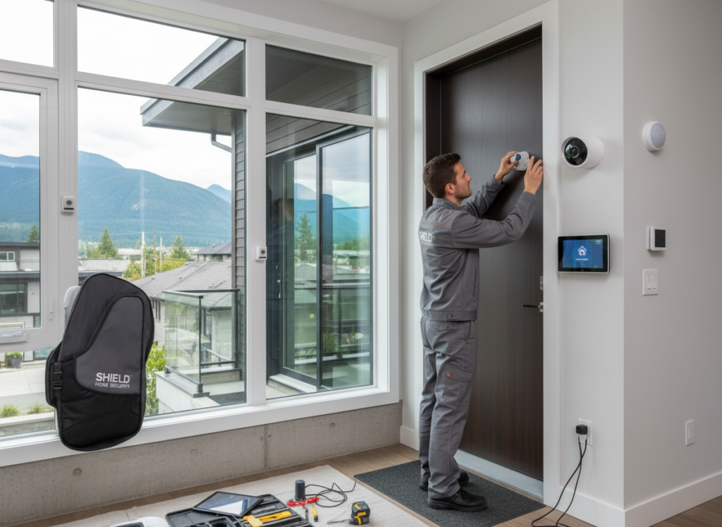 Home security system with smart cameras in Coquitlam residence