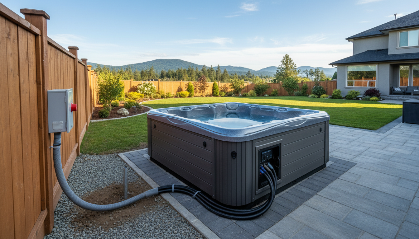 Hot tub and HVAC electric wiring in Coquitlam residential installation