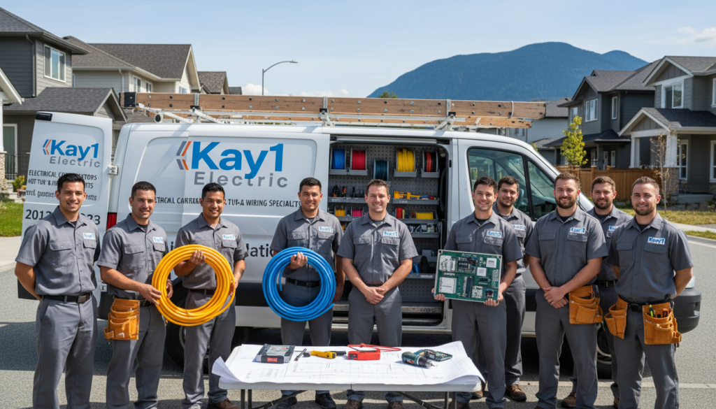 Kay1 Electric team providing hot tub and HVAC wiring services in Coquitlam