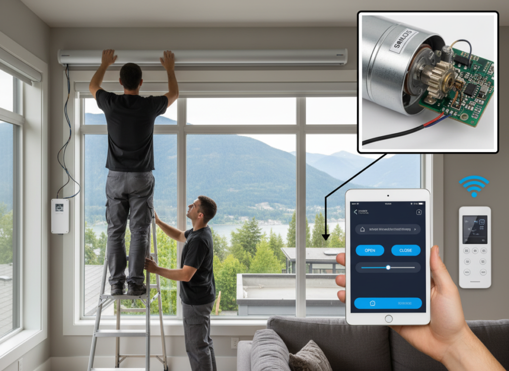 Smart blinds and curtain automation in Coquitlam home