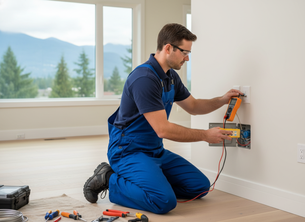 Testing outlets and switches in Coquitlam home inspection