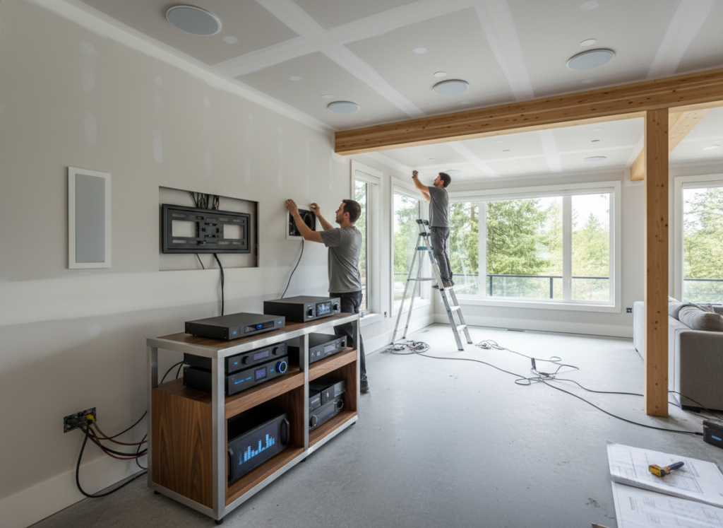 Whole home audio system installation in Coquitlam residence